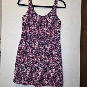 Offline By Aerie Floral Real Me Romper Dress Built In Shorts Navy & Pink L